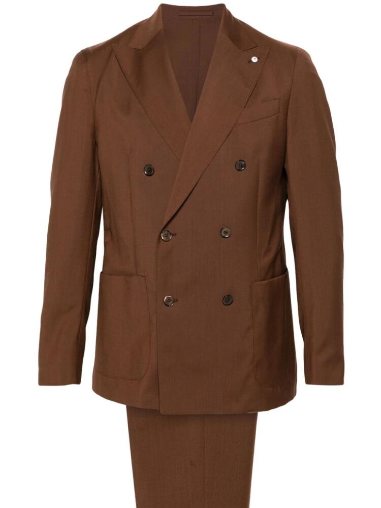 LUIGI BIANCHI MANTOVA single-breasted virgin wool suit - Brown Cover