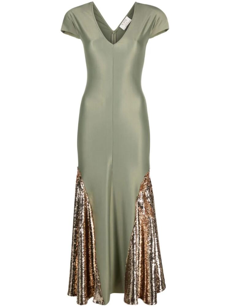 V:PM ATELIER V-neck sequin-embellished dress - Green Cover