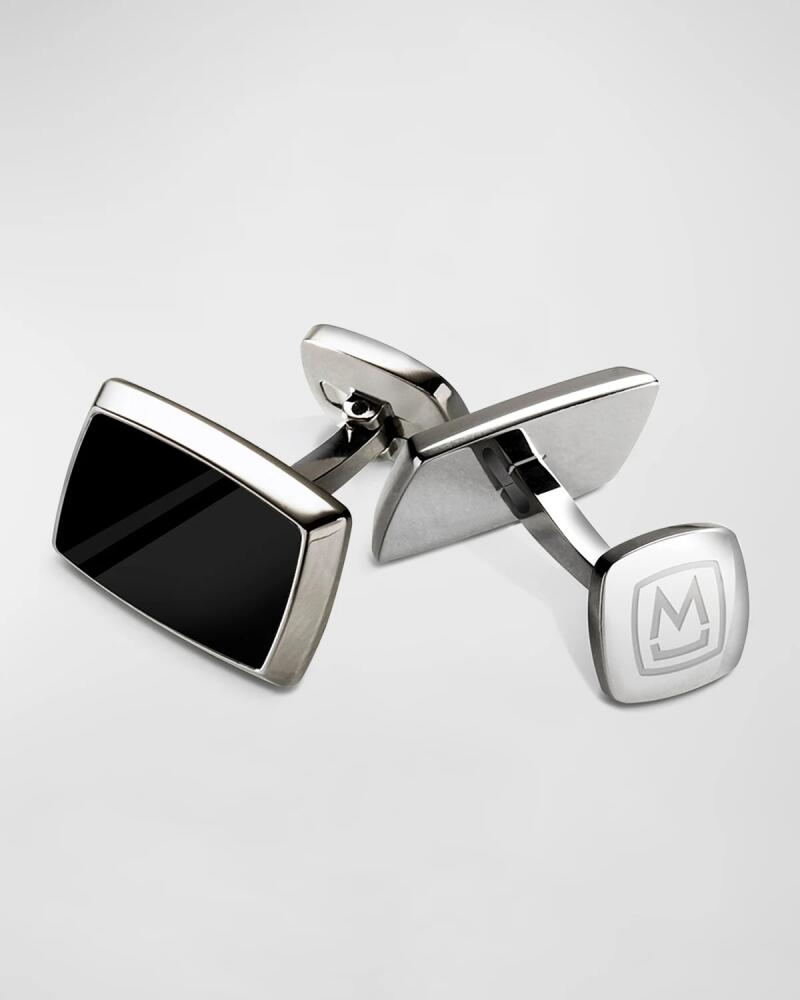 M Clip Men's Black Enamel Rectangle Cufflinks Cover