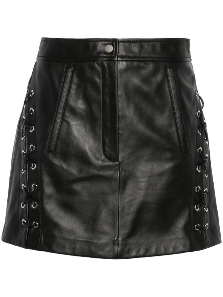 Maje lace-up leather miniskirt - Black Cover