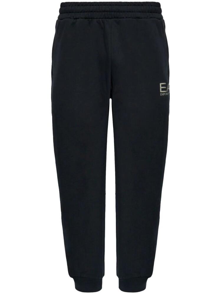 Ea7 Emporio Armani logo-print cotton track pants - Blue Cover