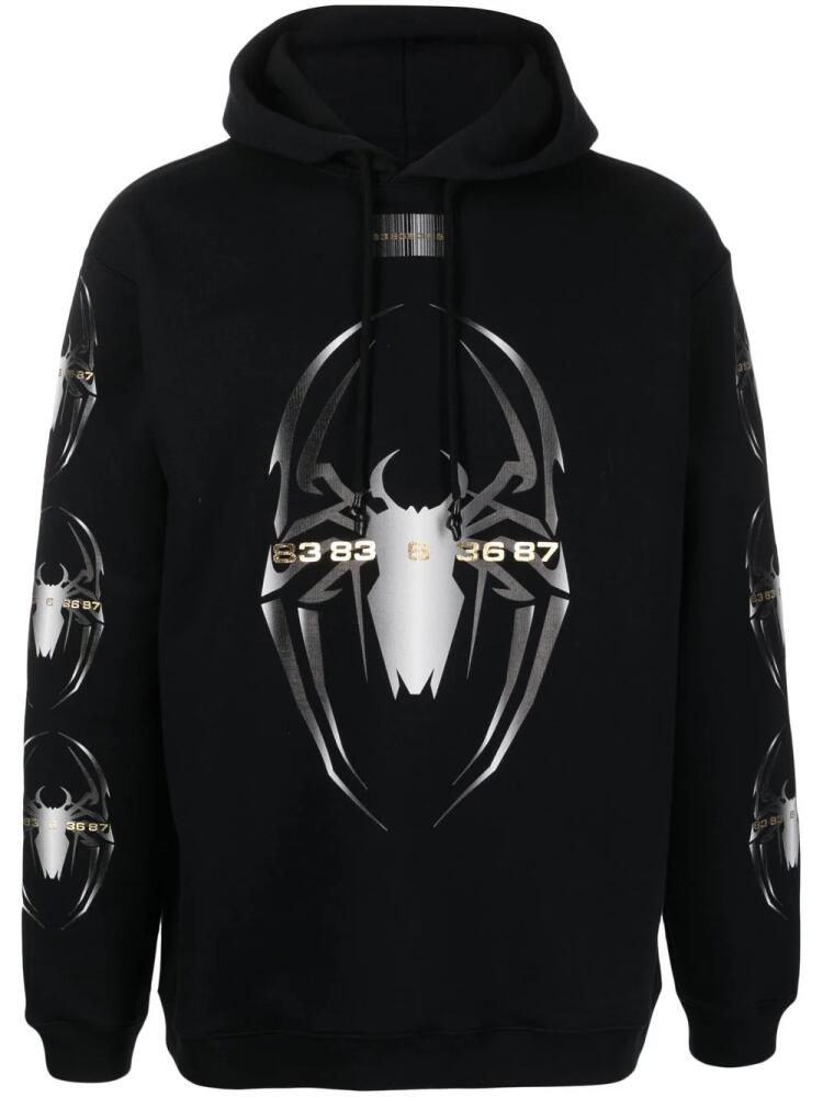 VTMNTS spider-print drawstring hoodie - Black Cover