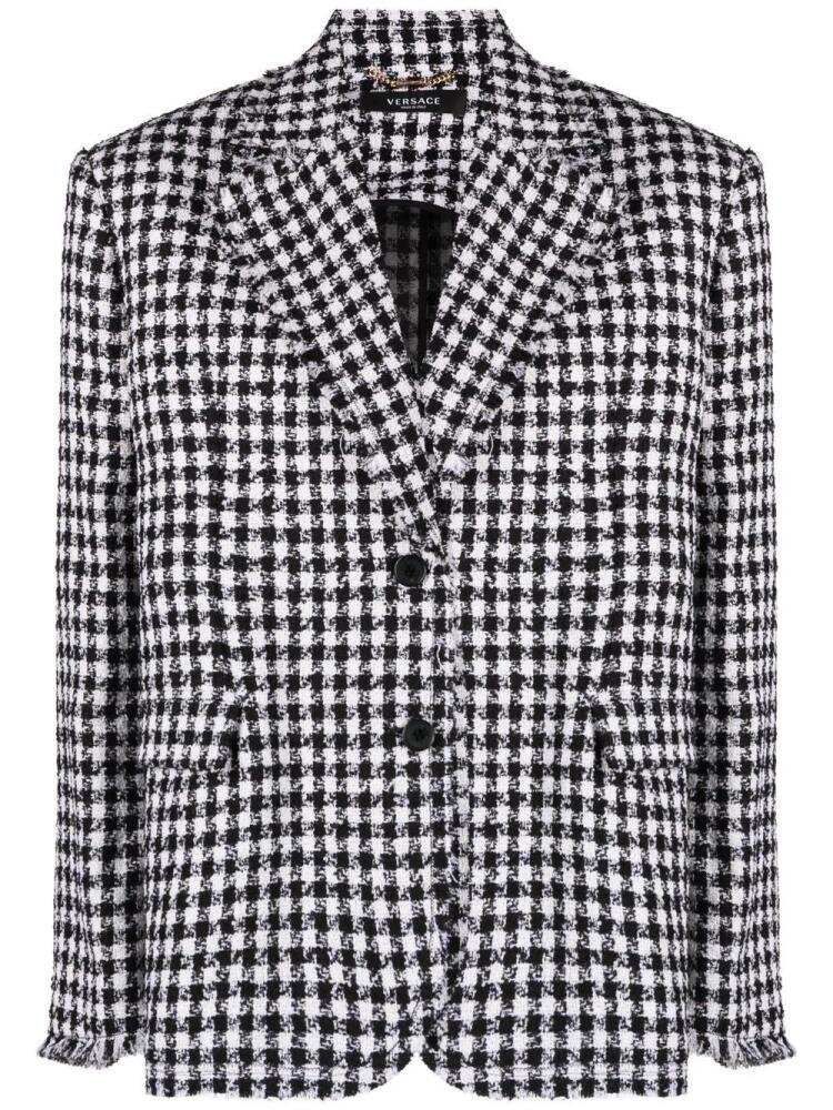 Versace houndstooth-pattern single-breasted blazer - Black Cover