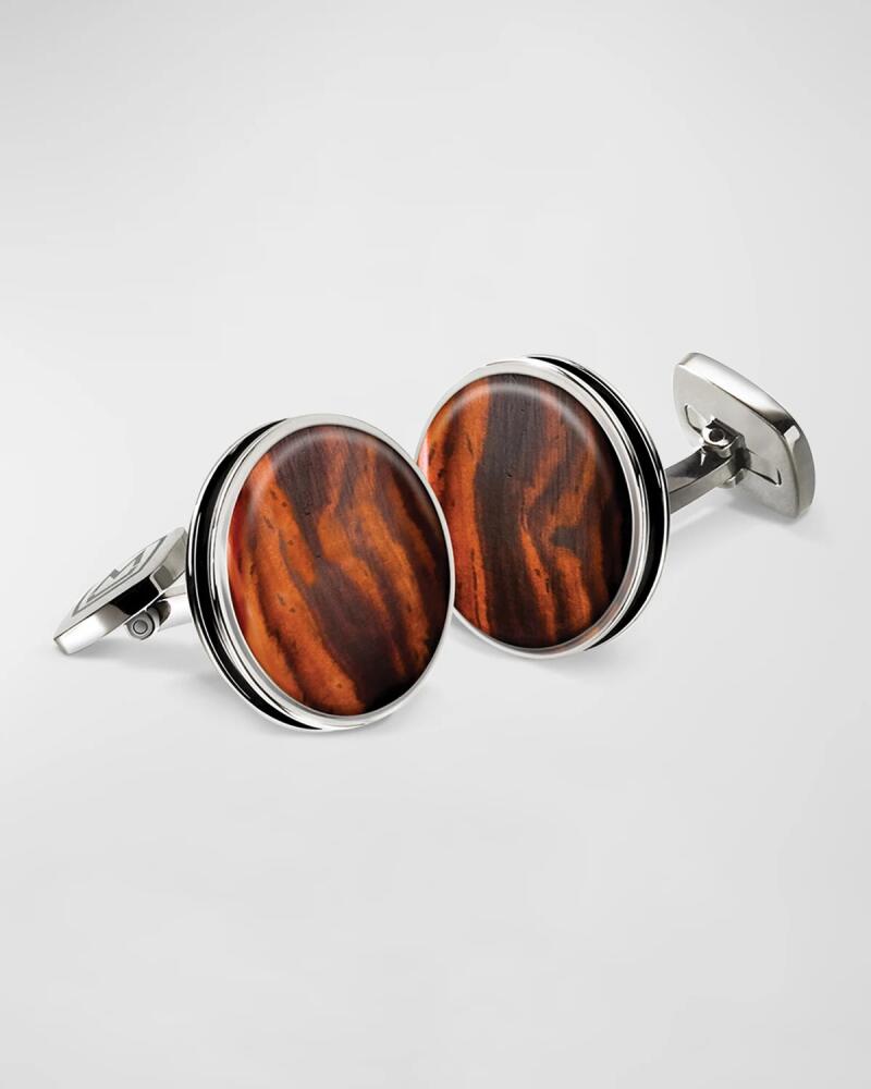 M Clip Men's Cocobolo Wood Round Cufflinks Cover