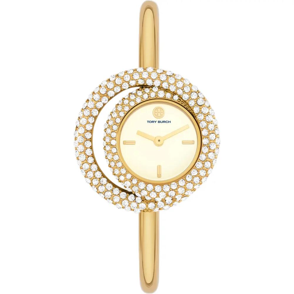 Tory Burch The Miller Crystal Bangle Watch, 25mm in Gold Cover