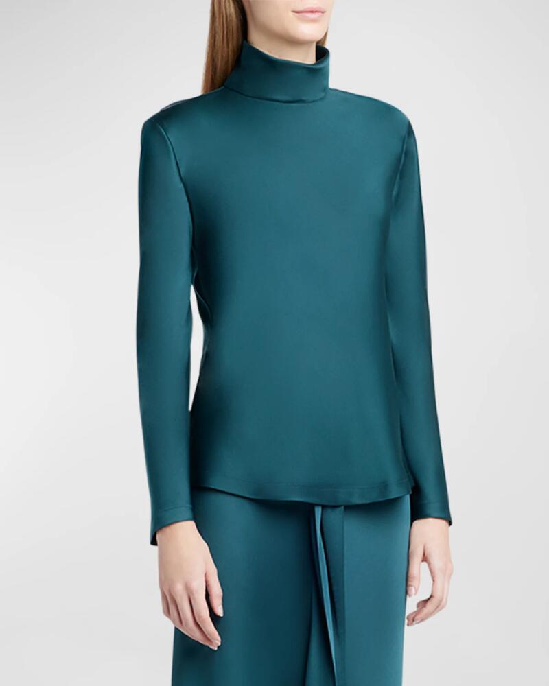 Giorgio Armani Silk Turtleneck Long-Sleeve Blouse Cover