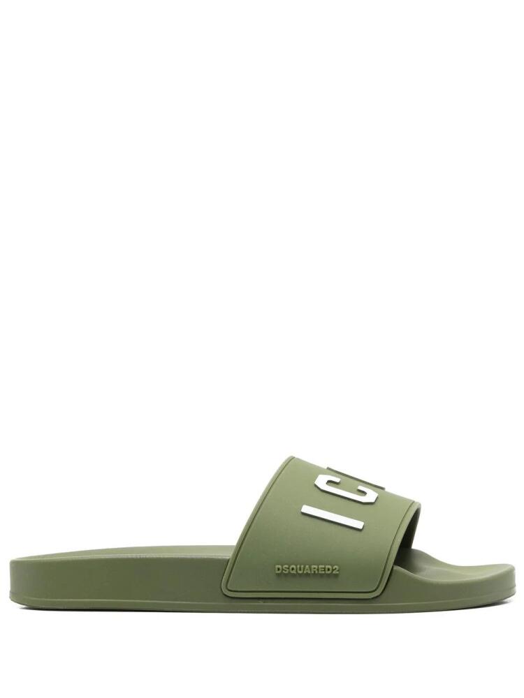 DSQUARED2 Icon-embossed pool slides - Green Cover