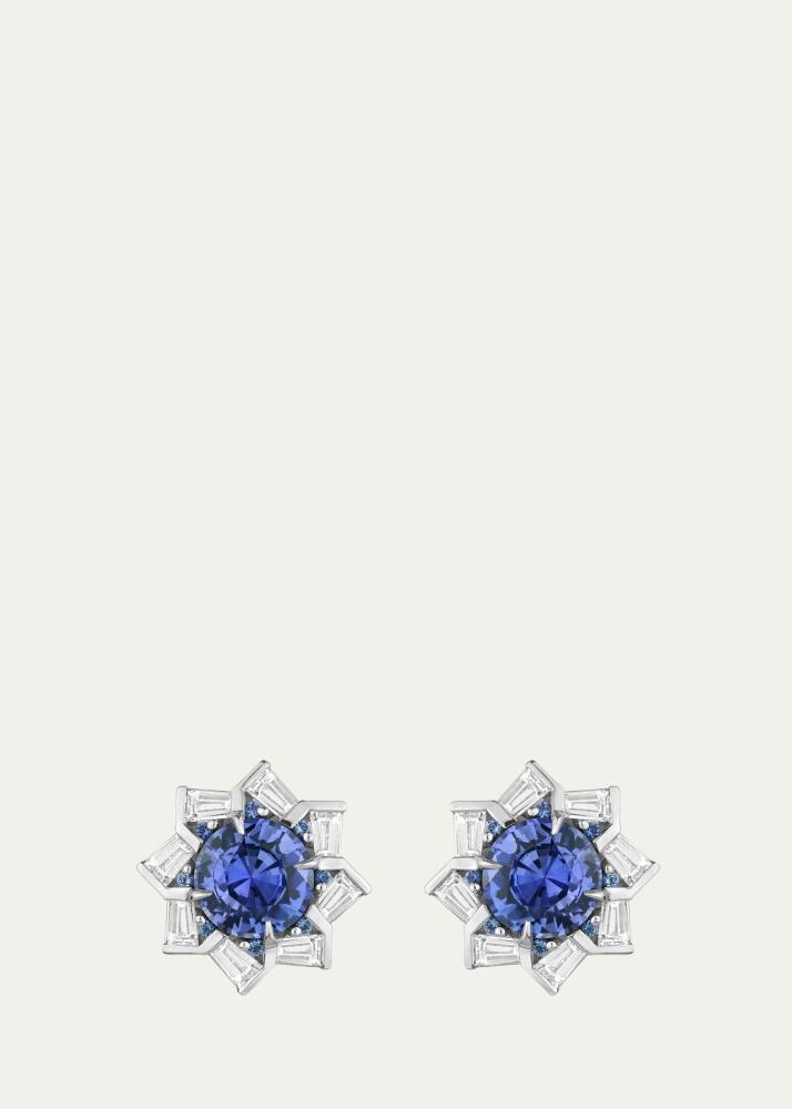 Paul Morelli 18K White Gold Sapphire and Diamond Spinner Stud Earrings Cover