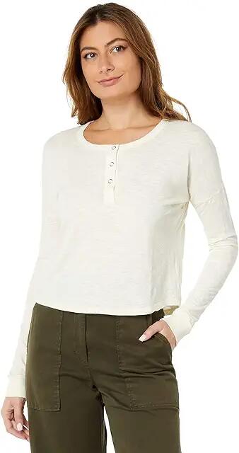 bobi Los Angeles Cropped Henley Long Sleeve (Cream) Women's Clothing Cover