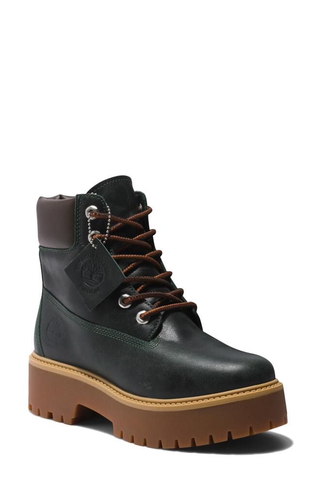 Timberland Stone Street Waterproof Platform Boot in Dk Green Full Grain Cover