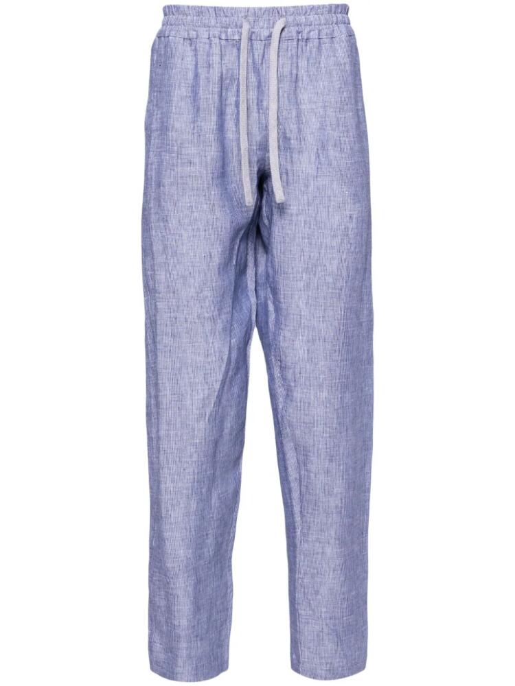 Fedeli Bonifacio striped tapered linen trousers - Blue Cover