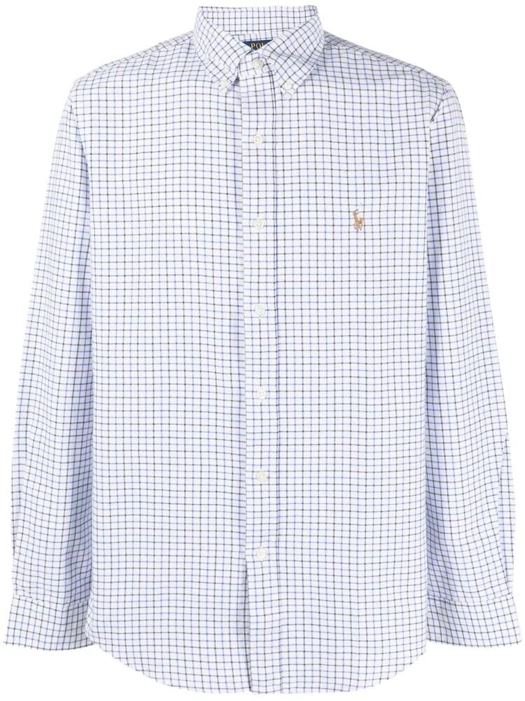 Polo Ralph Lauren grid-pattern logo-embroidered cotton shirt - White Cover