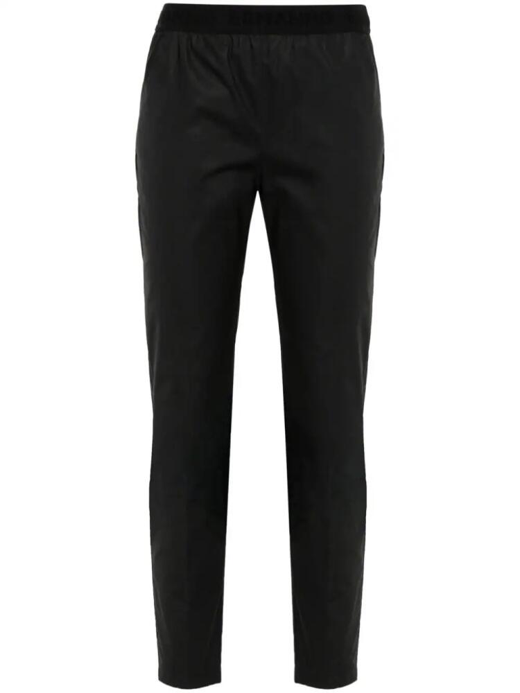 ERMANNO FIRENZE logo-waistband poplin slim trousers - Black Cover