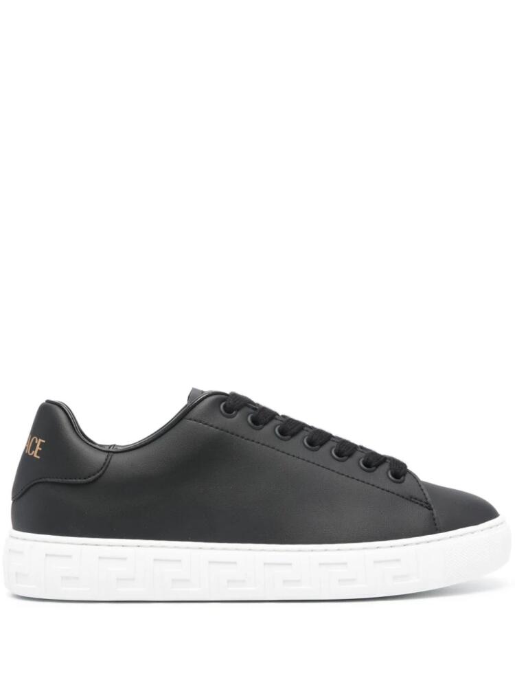 Versace Greca-embossed leather sneakers - Black Cover