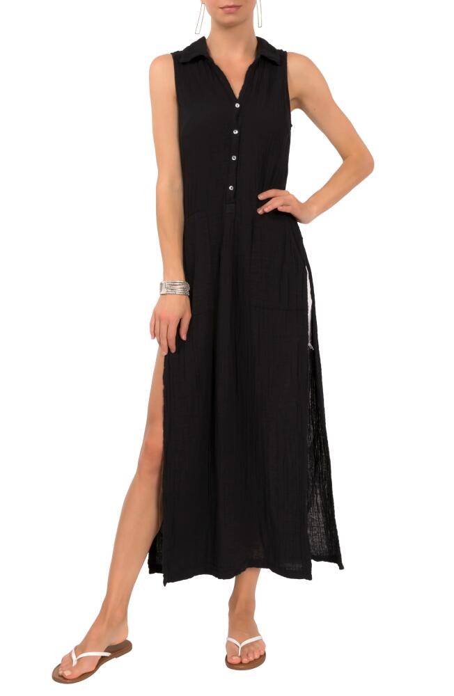 Everyday Ritual Vivienne Sleeveless Cotton Gauze Caftan Top in Black Cover