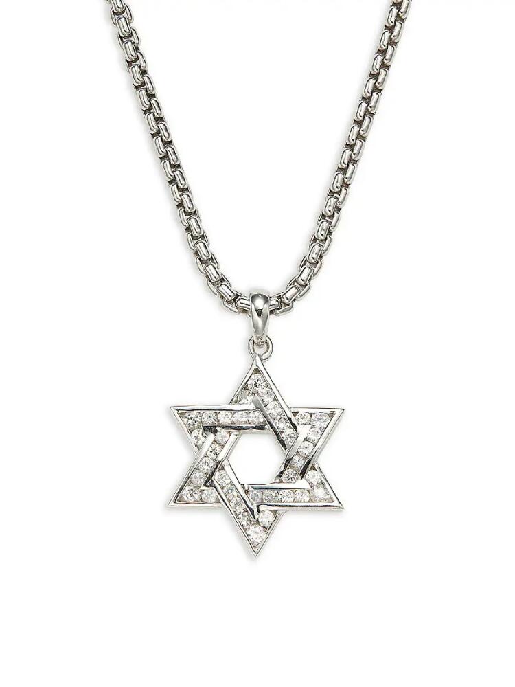 Effy Men's Sterling Silver, Diamond & White Sapphire Star Of David Pendant Necklace Cover