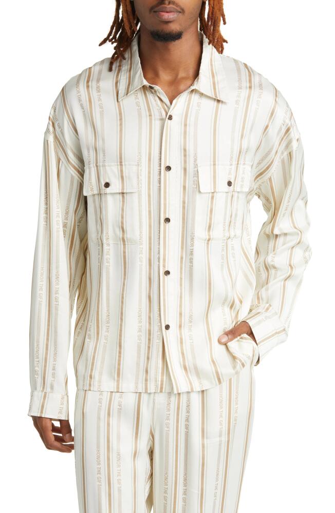 HONOR THE GIFT Honor Stripe Button-Up Shirt in Bone Cover