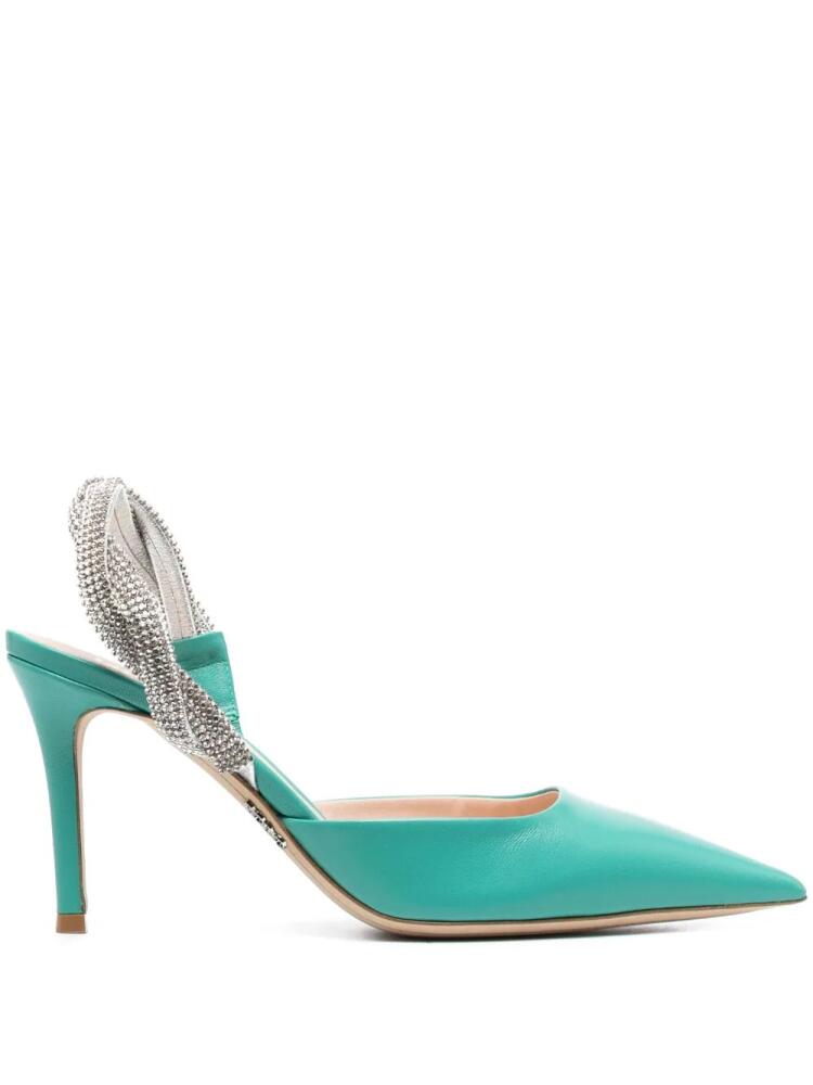 Rodo 95mm crystal-embellished leather pumps - Green Cover