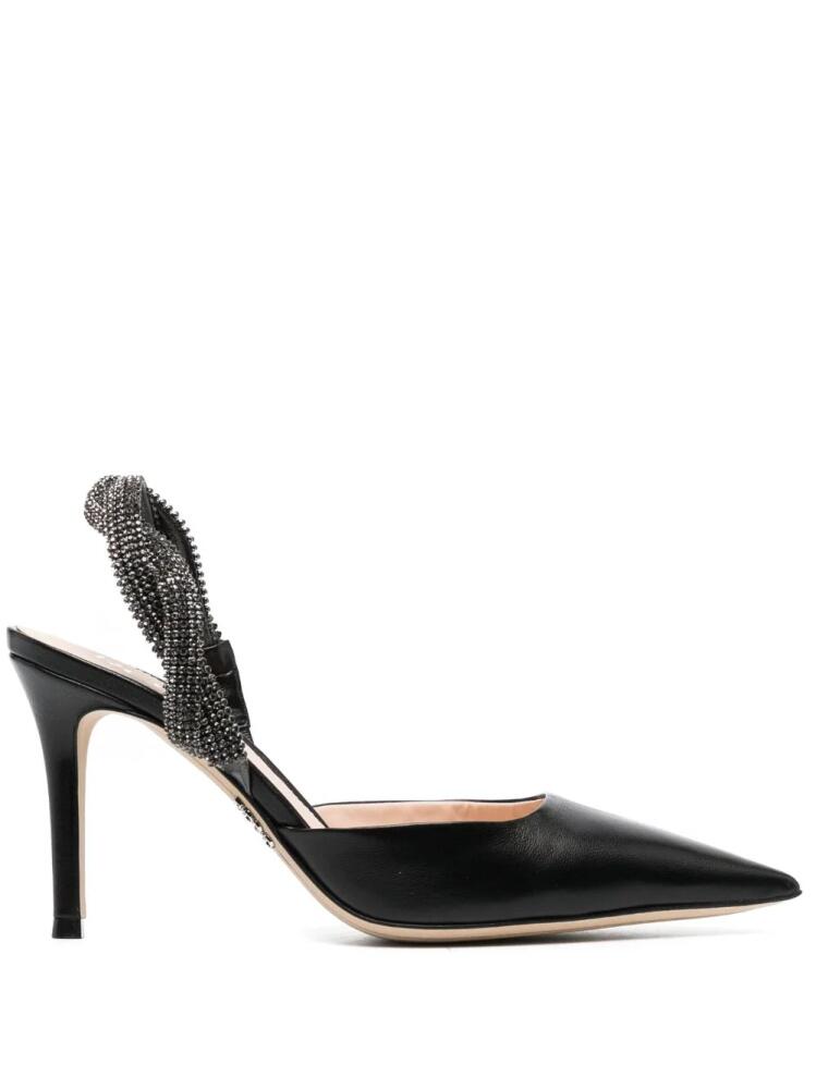 Rodo 95mm crystal-embellished leather pumps - Black Cover