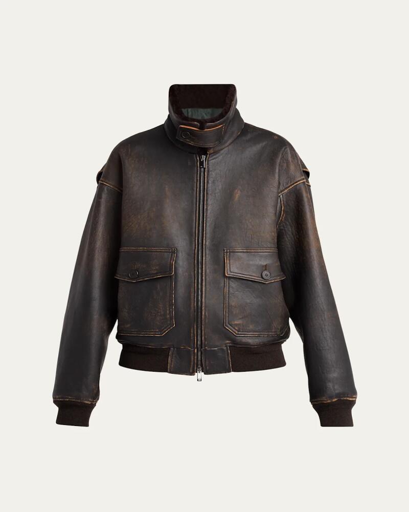 THE ROW Adonis Lambskin Leather and Shearling Aviator Jacket Cover