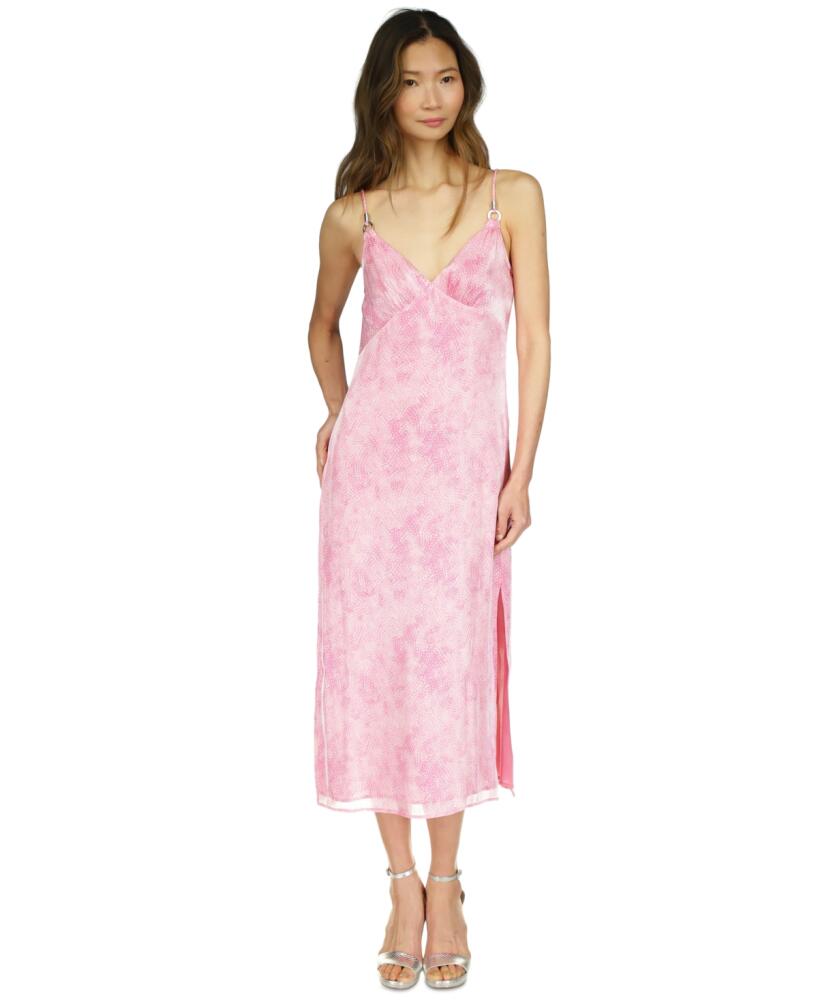 Michael Michael Kors Women's Tonal-Print Slit Slip Dress - Bouquet Cover