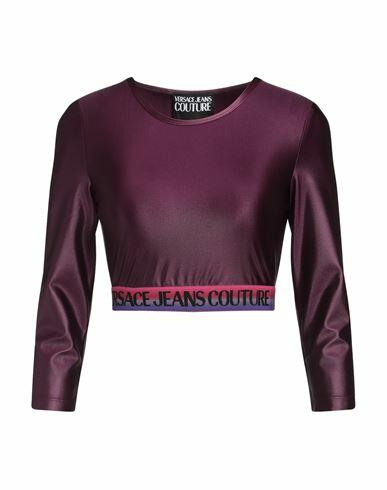 Versace Jeans Couture Woman T-shirt Deep purple Polyamide, Elastane Cover