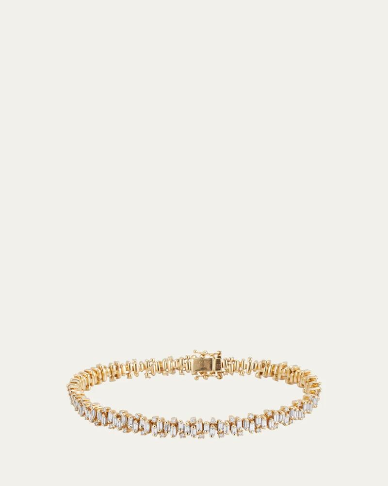 Suzanne Kalan 18K Yellow Gold Shimmer Round and Baguette Diamond Tennis Bracelet Cover