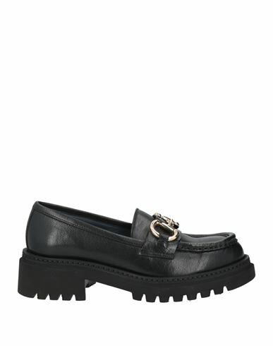 Calpierre Woman Loafers Black Leather Cover