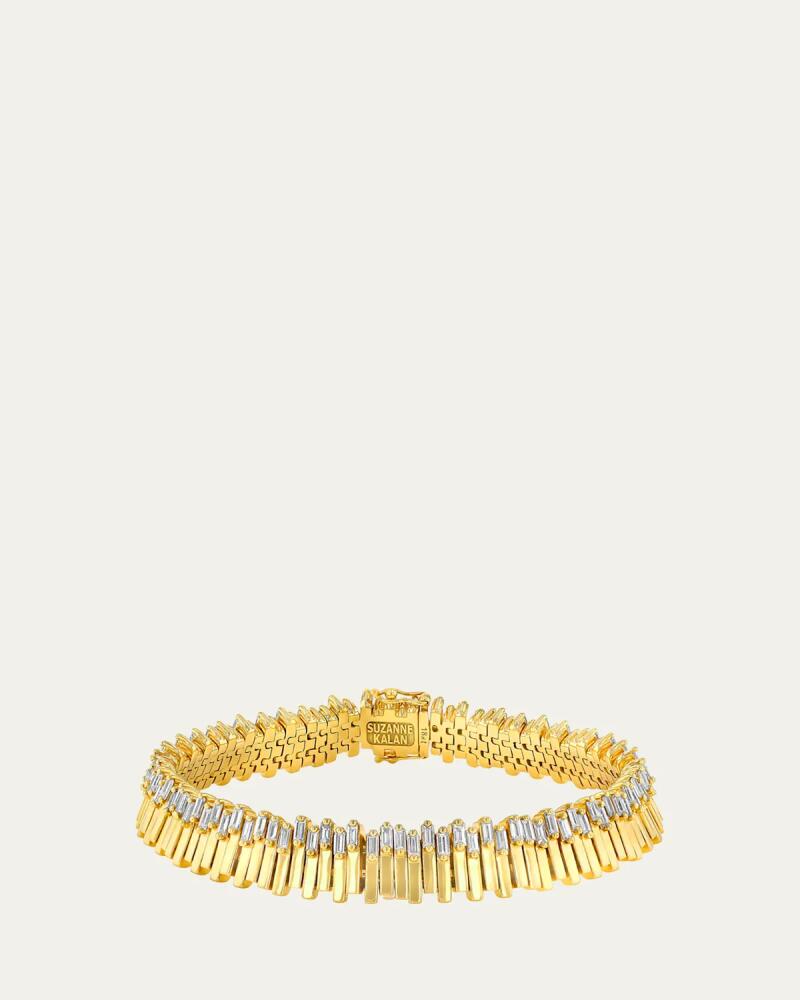 Suzanne Kalan 18k Yellow Gold Jagged Baguette Diamond Tennis Bracelet Cover