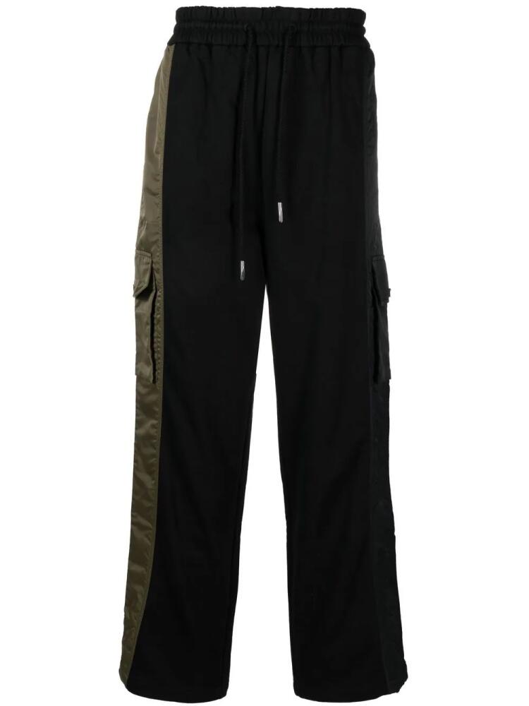 Feng Chen Wang contrast straight-leg cargo trousers - Black Cover