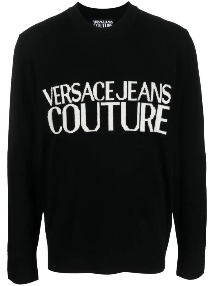 Versace Jeans Couture logo-intarsia crew-neck jumper - Black Cover