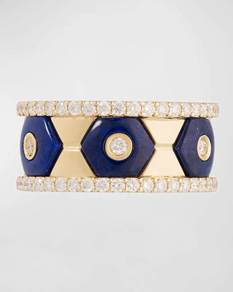 Miseno Baia Sommersa 18K Yellow Gold Eternity Ring with White Diamonds and Lapis Cover