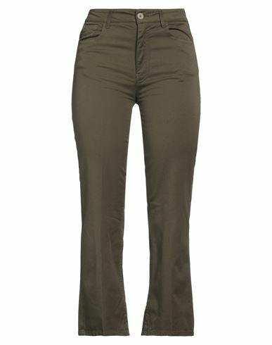 Virna Drò Woman Pants Military green Cotton, Elastane Cover