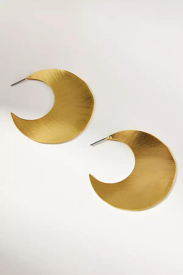 By Anthropologie Scratched Metal Crescent Earrings Cover