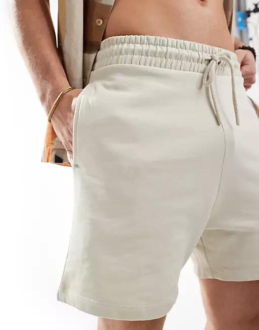 ASOS DESIGN slim shorts in stone-Neutral Cover