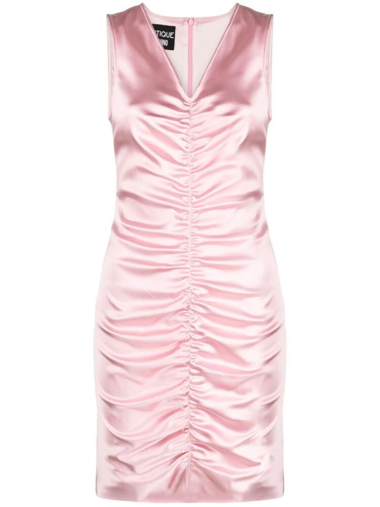 Boutique Moschino ruched V-neck mini dress - Pink Cover