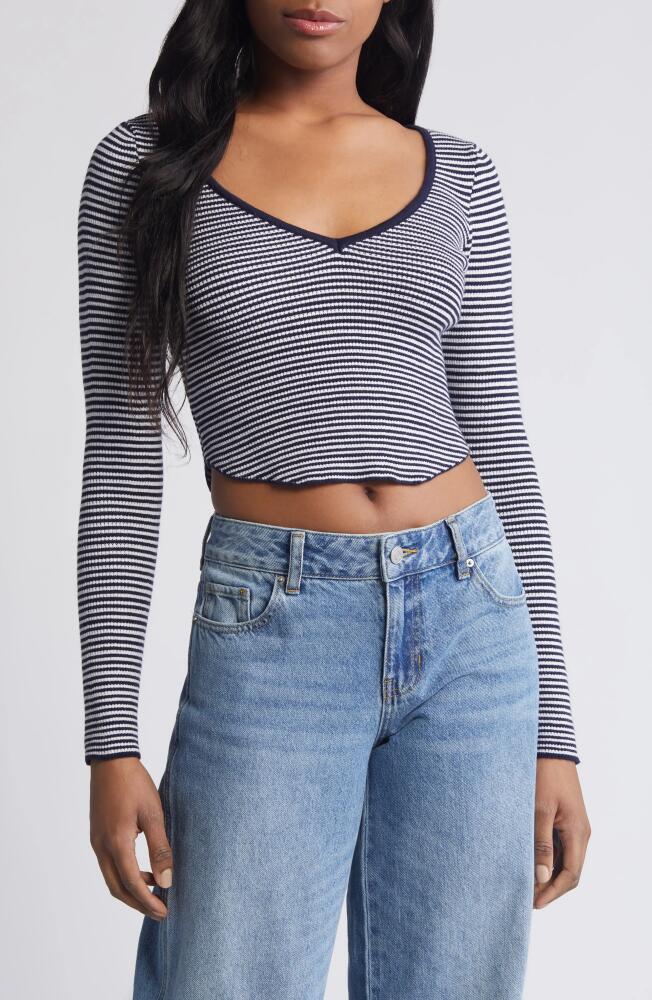 PacSun Woodland Waffle Stitch Crop Sweater in Navy Blazer Cover