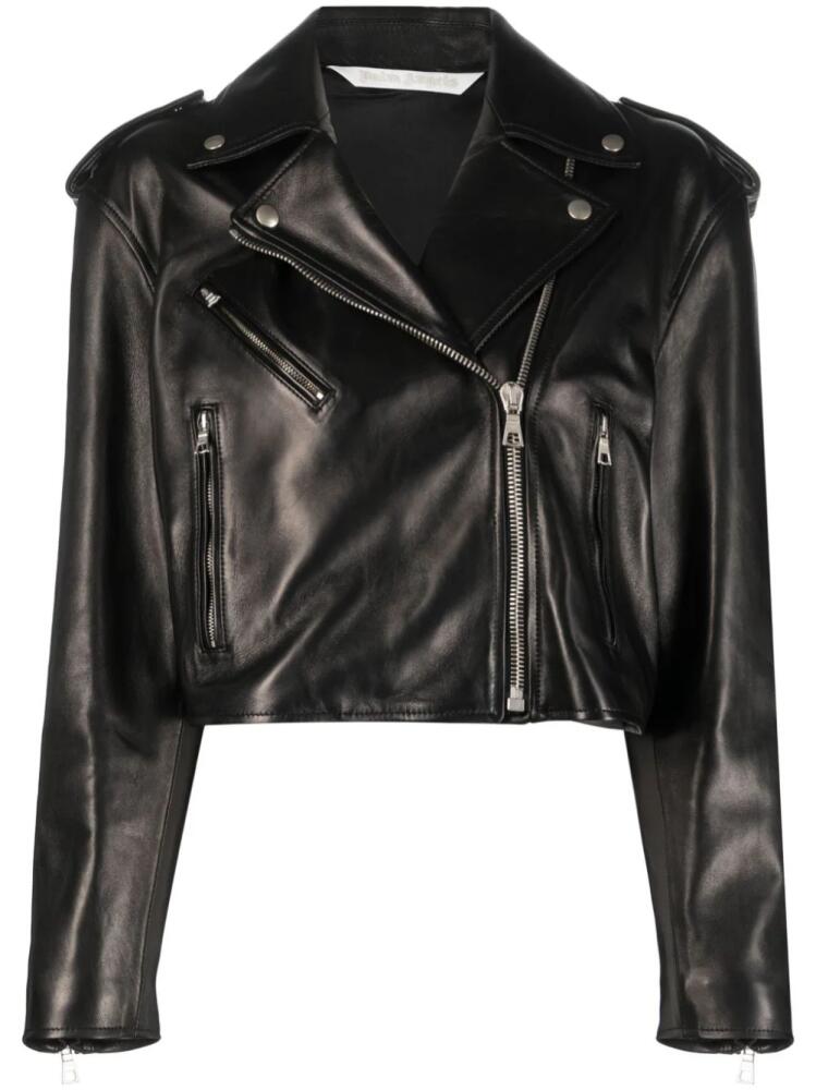 Palm Angels zip-up leather jacket - Black Cover