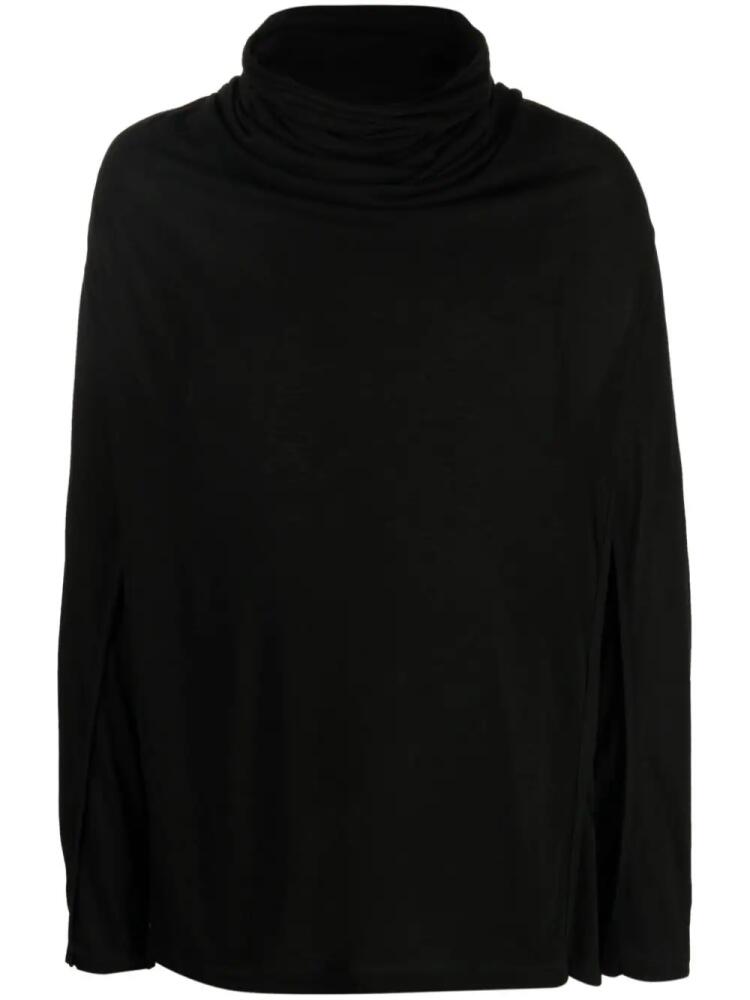 Julius draped-neck cotton-blend T-shirt - Black Cover