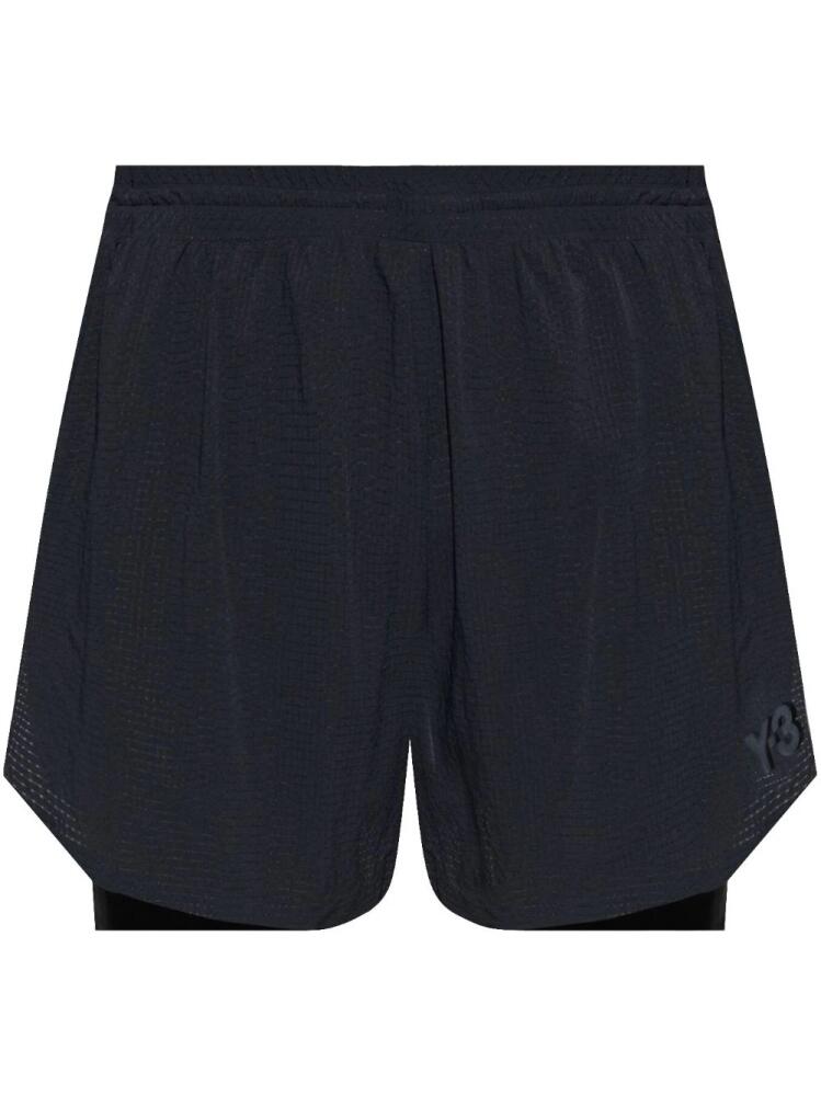 Y-3 logo-print track shorts - Black Cover