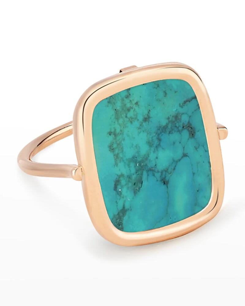 GINETTE NY Rose Gold Turquoise Antiqued Ring Cover