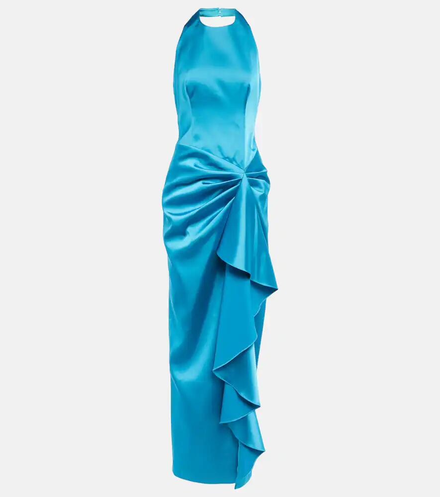 Rasario Halterneck draped satin gown Cover