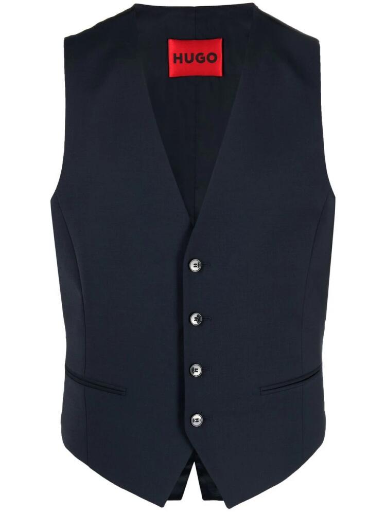 HUGO single-breasted buttoned waistcoat - Blue Cover