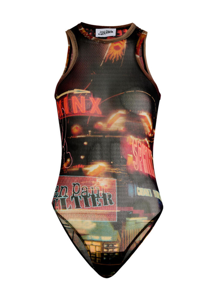 Jean Paul Gaultier Pigalle Printed Sheer Tulle Bodysuit - Multicoloured Cover