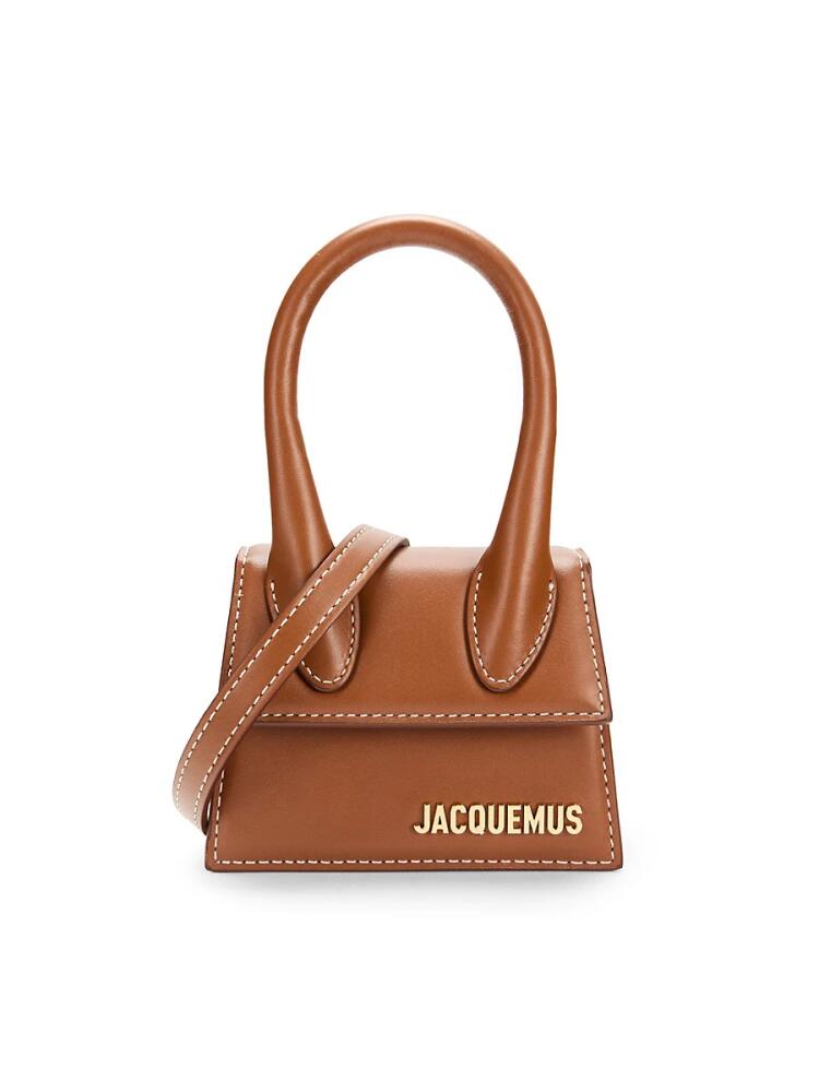 Jacquemus Women's Mini Logo Leather Top Handle Bag - Brown Cover