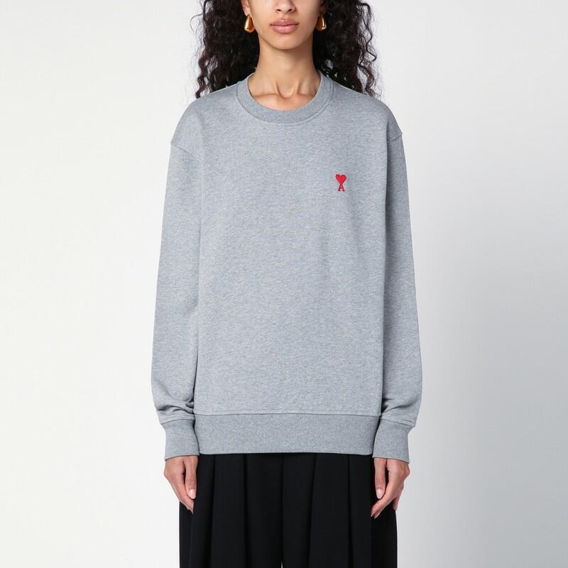 Ami Paris Ami De Coeur grey crew-neck sweatshirt Cover