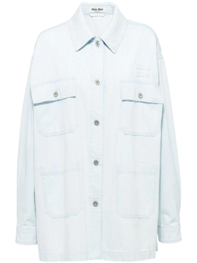 Miu Miu logo-appliqué denim jacket - Blue Cover