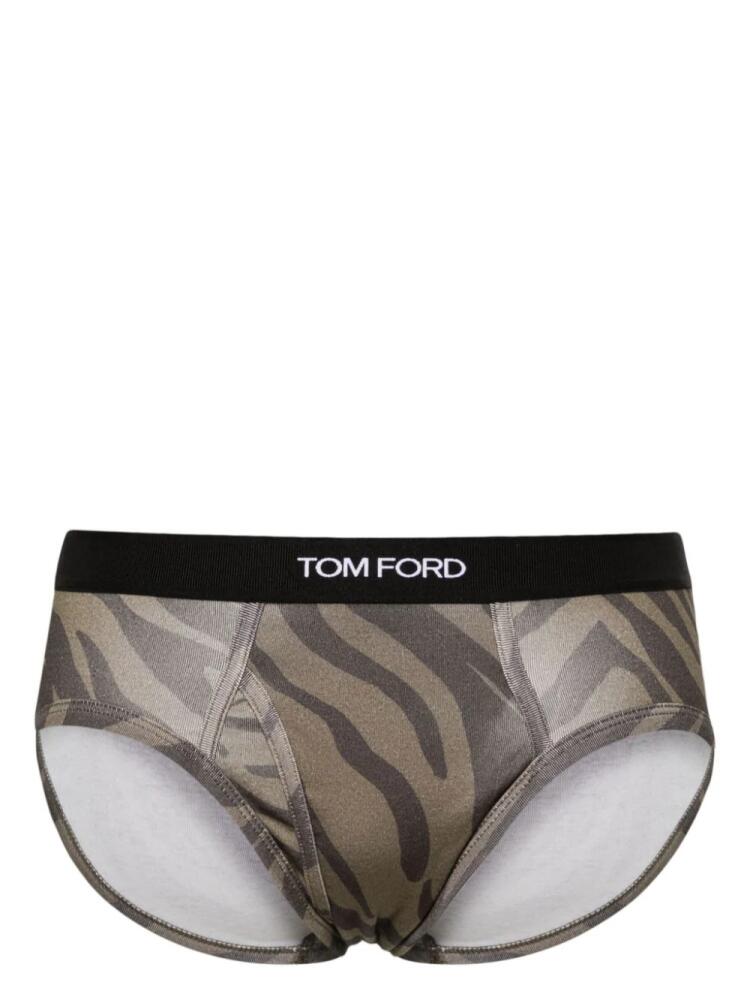 TOM FORD zebra-print cotton briefs - Green Cover