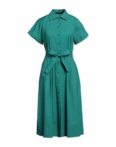 Seventy Sergio Tegon Woman Midi dress Emerald green Cotton, Elastane Cover