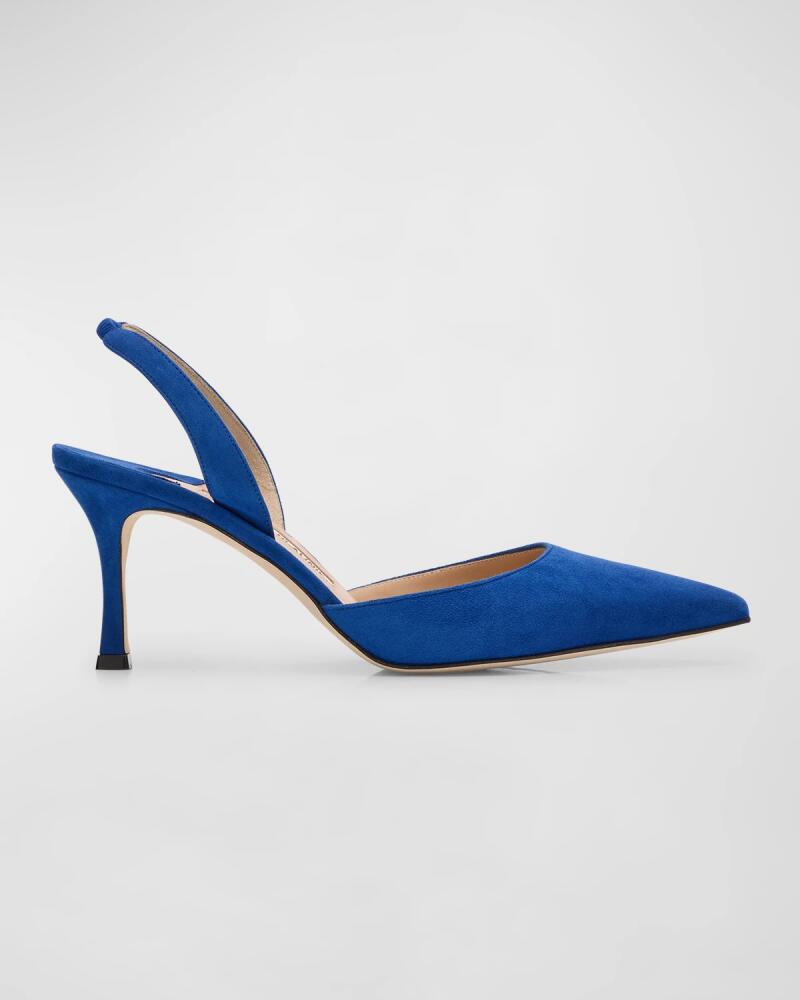 Manolo Blahnik Carolyne Suede Mid-Heel Slingback Pump Cover